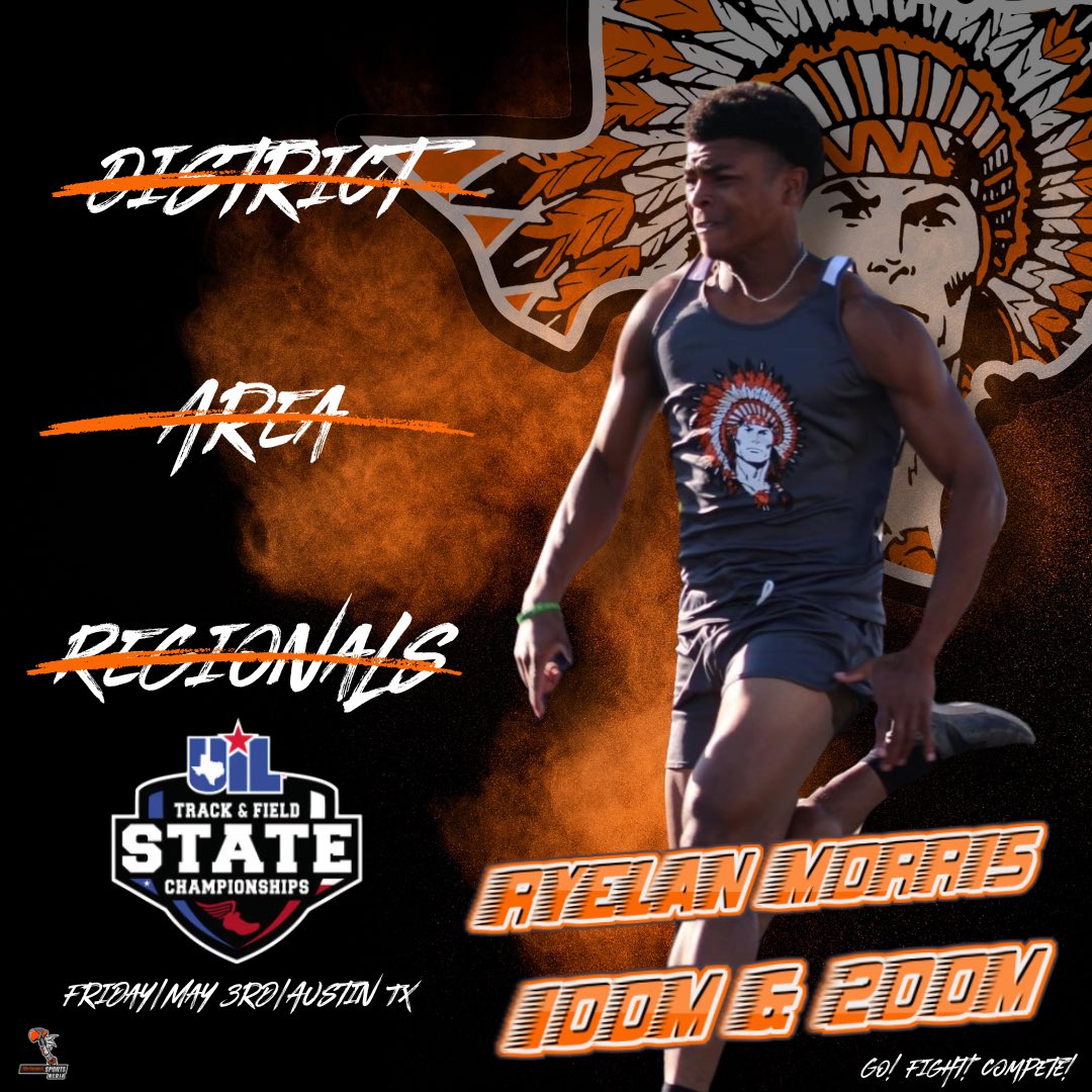 🥇State Bound x2🥇 Congratulations to sophomore Ryelan Morris for punching this ticket to Austin, Texas on May 3rd to compete in the UIL State Championship in the 100M and 200M Dash. This is Ryelan’s second trip to Austin.
