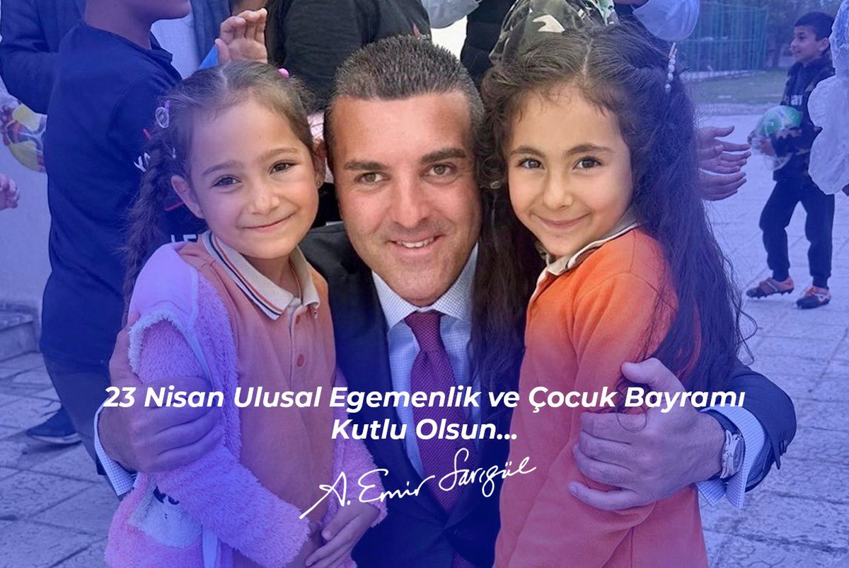 Aydınlık geleceklerimiz olan çocuklarımızın 23 Nisan Ulusal Egemenlik ve Çocuk Bayramı'nı en içten dileklerimle kutluyorum. Gazi Mustafa Kemal Atatürk’ü, aziz Şehitlerimizi ve Gazilerimizi rahmetle ve minnetle yâd ediyorum…