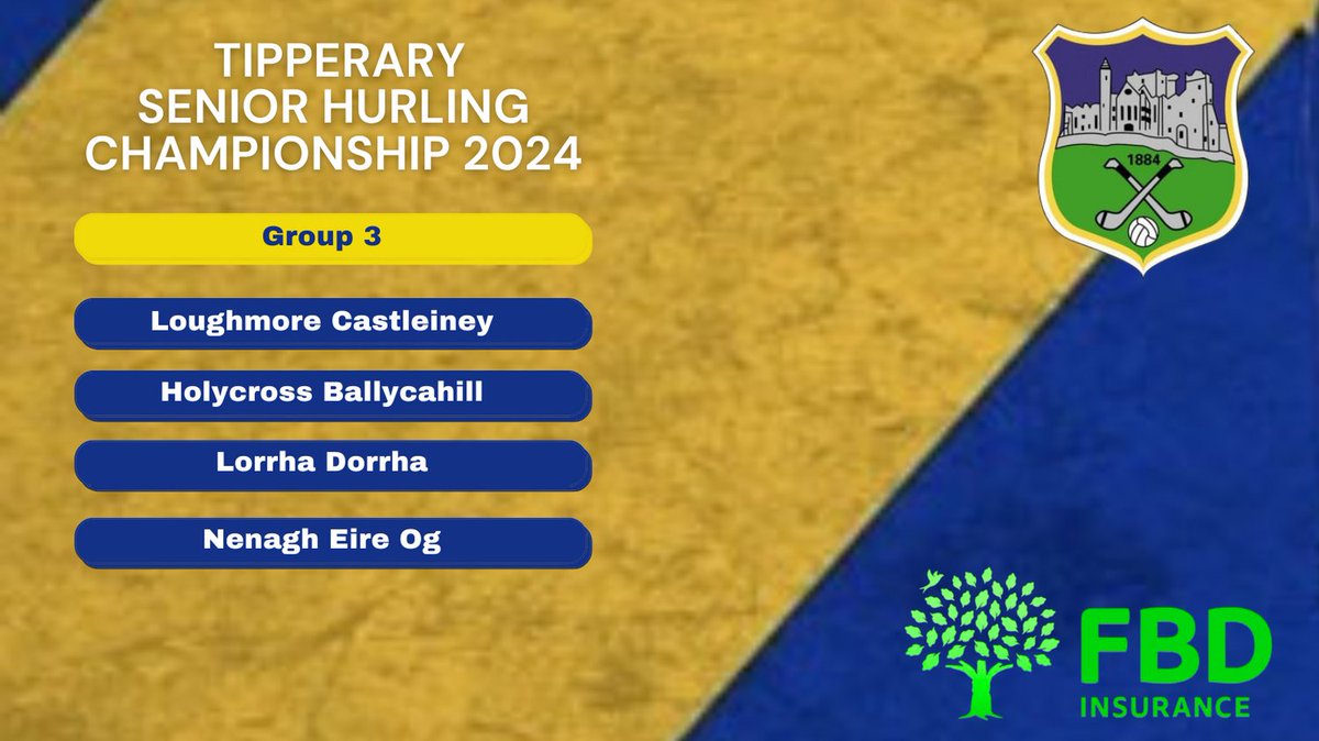 TipperaryGAA's tweet photo. 2024 FBD Insurance County Senior Hurling Championship Groups https://t.co/GKl2mV5ni4