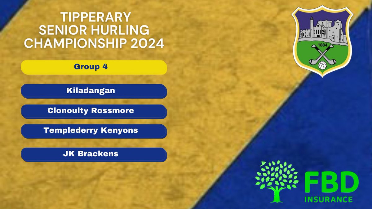 TipperaryGAA's tweet photo. 2024 FBD Insurance County Senior Hurling Championship Groups https://t.co/GKl2mV5ni4