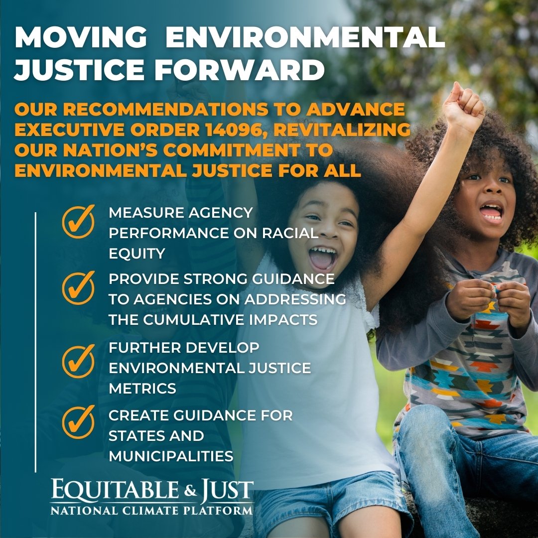 a_justclimate's tweet photo. April 21 marks the 1-year anniversary of @POTUS's historic Executive Order to advance environmental justice. It seeks to ensure everyone can breathe clean air, drink clean water &amp; live in a healthy community.🎉 Check out our fact sheet: https://t.co/bZW0CKKm33 https://t.co/41kemIP85w