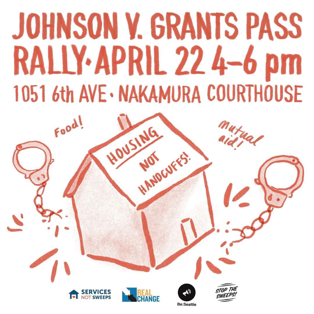 This rally is happening TODAY! Join us in telling the courts that being unhoused is not a crime!

#JohnsonVGrantsPass