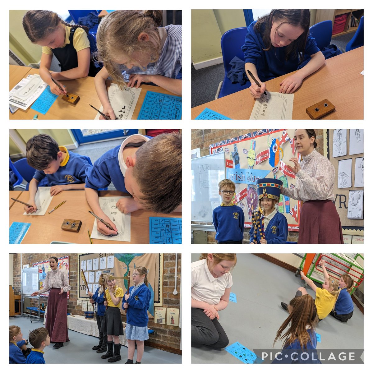 What a wonderful Ancient Egyptian day we have had with Catherine @history_to_life 
We learnt such a lot of information about daily life, hieroglyphics and mummification 🤩 @HuttonCran #5waystowellbeing