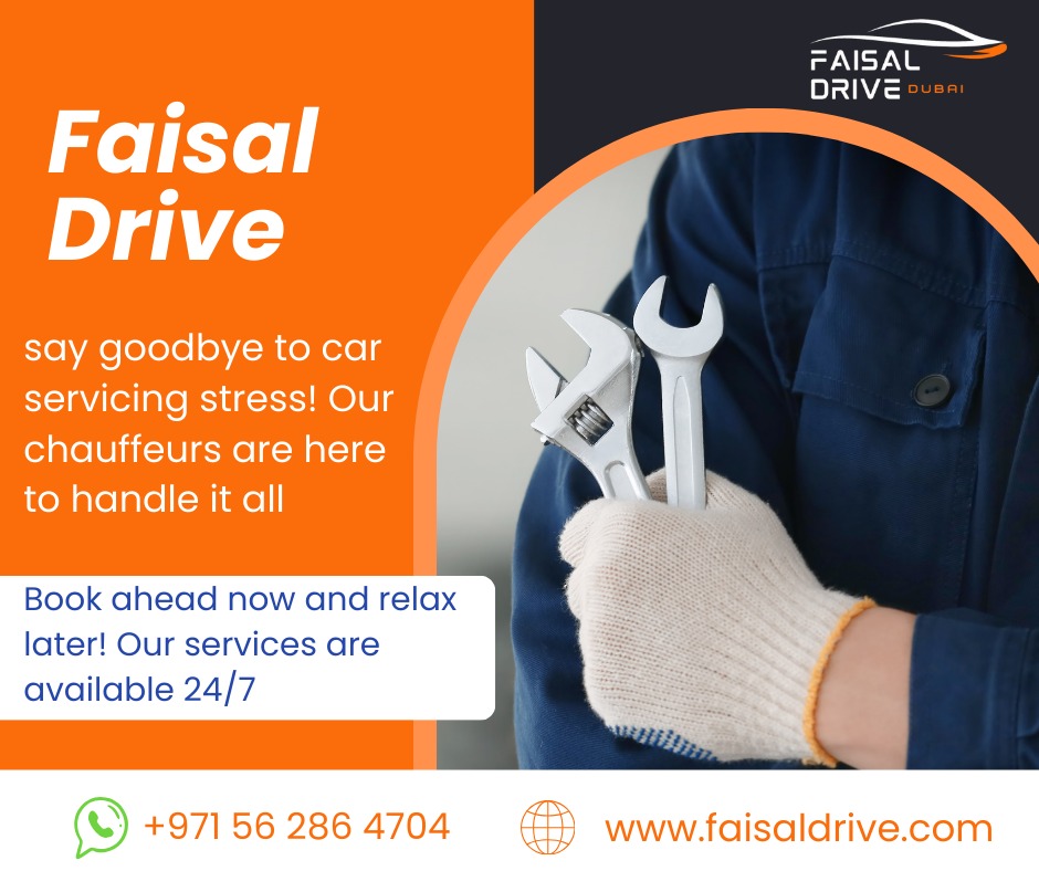 Don't stress about car servicing! Our expert chauffeurs will handle it all for you. Sit back home, relax, and let us take care of your vehicle needs.

Book now+971 56 286 4704/www.faisaldrive.com

#cargarage#carservicedubai#caroil#chauffeur#dubaicars#carservices