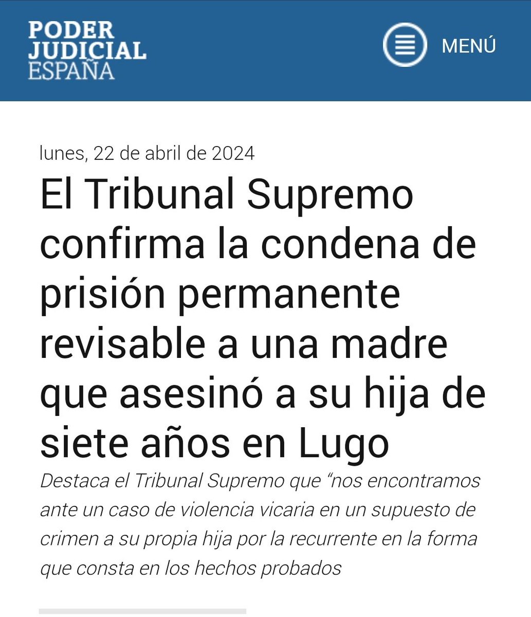 PRISIÓN PERMANENTE REVISABLE PARA UNA MADRE QUE ASESINÓ A SU HIJA DE 7 AÑOS PARA HACER DAÑO AL PADRE. LA TERRIBLE VIOLENCIA VICARIA NO LA EJERCEN LOS HOMBRES COMO SE QUIERE HACER CREER POR EL GOBIERNODE PEDRO SÁNCHEZ, SINO PERSONAS QUE SON MONSTRUOS. Descanse en paz el angelito.