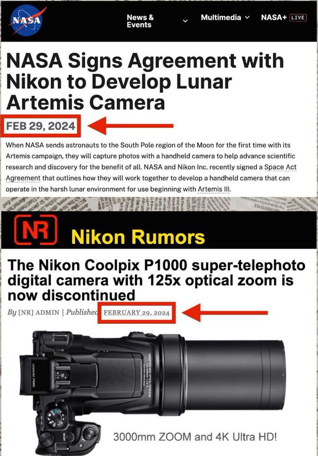 P1000lerin üretimini durduran Nikon'un NASA ile ilişkisine bakın. :) :) :)