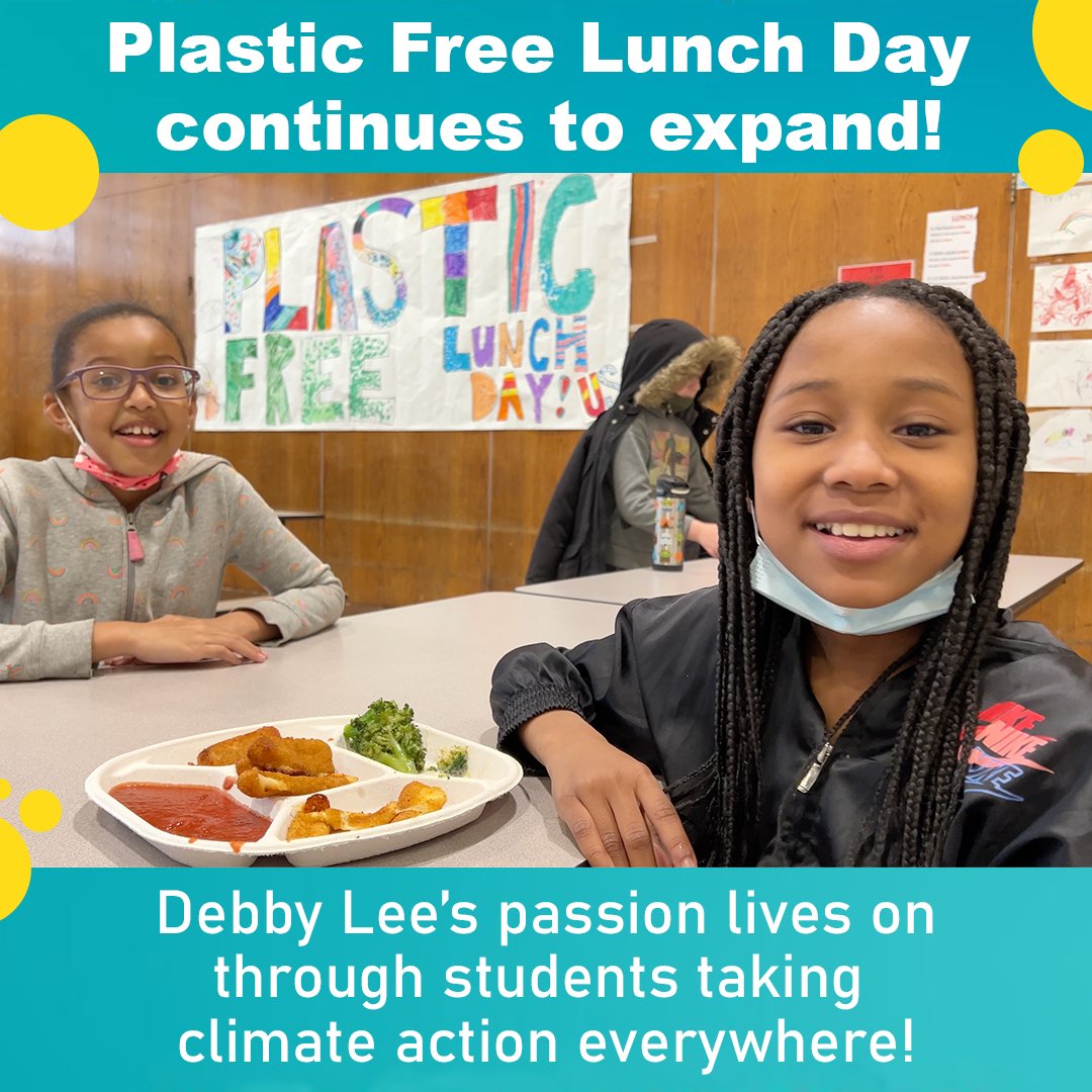 Our Exec Dir Debby Lee Cohen passed this month, but her passion continues thru the students leading Plastic Free Lunch all week across the US!! We honor DL today &amp; every day by centering our students advocating 4 environmental justice &amp; possibility. MORE: bit.ly/DebbyLee