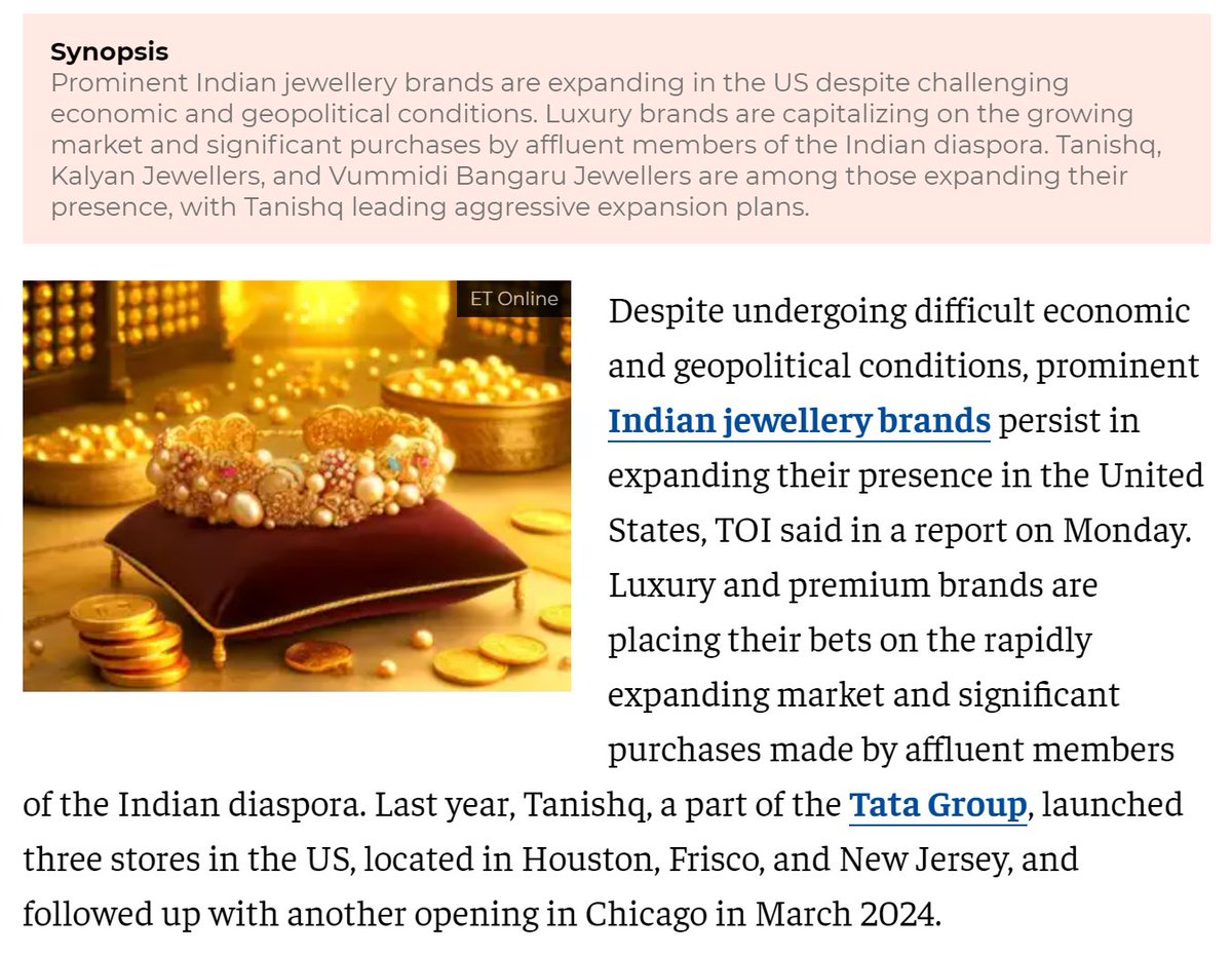 Indian jewellery bigwigs spread their wings in the US betting on the diaspora economictimes.indiatimes.com/industry/cons-…