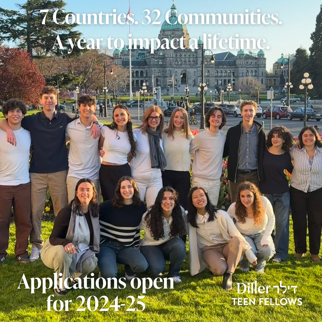 Ready to impact the world while connecting in a global Jewish network? Learn more and apply for Diller Teen Fellows, a global, prestigious leadership development program for Jewish teens. Applications are due May 5. bit.ly/4b31GAI