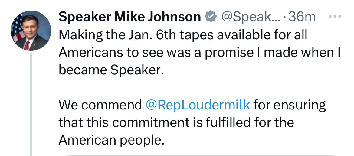 I don’t believe one fucking word out of Speaker Johnson’s mouth.

Bringing up the J6 tapes is nothing more than a distraction from his TREASON. 

STFU 🖕