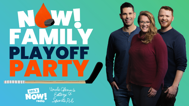 🚨Calling all hockey fans of the NOW! family! 🚨 Adam, Rachel and The Ginge can't wait to join YOU + YOUR 3 FRIENDS at Uncle Glenns for the NOW! FAMILY PLAYOFF PARTY on Friday, April 26th for Game 3! Full deets online at 1023nowradio.com Good luck!