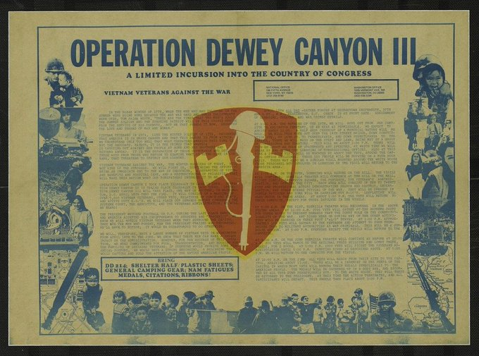 #OperationDeweyCanyonIII was named after small scale incursions into Laos and Cambodia (1969-1971) by US and South Vietnamese troops during the #VietnamWar. The #VVAW named their protest on April 19-23, 1971, after that operation.