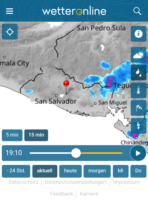#MonitoreandoElTiempo
A las 07:10 pm del 22Abr2024 continúan las lluvias y tormentas en la zona Nororiental. Éstas deberían moverse hacia Honduras en los próximos minutos/horas.
Lluvias débiles en Ahuachapan.