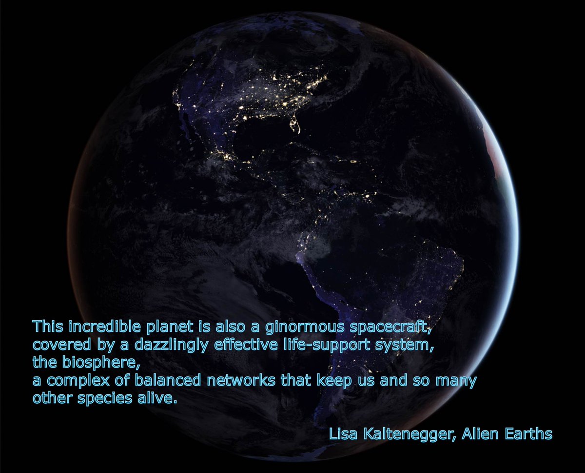 This incredible planet is also a ginormous spacecraft, covered by a dazzlingly effective life-support system, the biosphere, a complex of balanced networks that keep us and so many other species alive. Lisa Kaltenegger, Alien Earths #alienearths @StMartinsPress @PenguinUKBooks