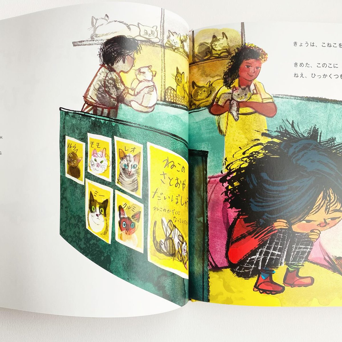 『こっちにおいでよ　ちびトラ』
キルスティン・ハバード　文
スーザン・ギャル　絵
長友恵子　訳
徳間書店

装丁をしております。
よろしくお願いいたします。
#装丁#ブックデザイン#こっちにおいでよちびトラ#徳間書店#翻訳絵本#ねこ#こねこ