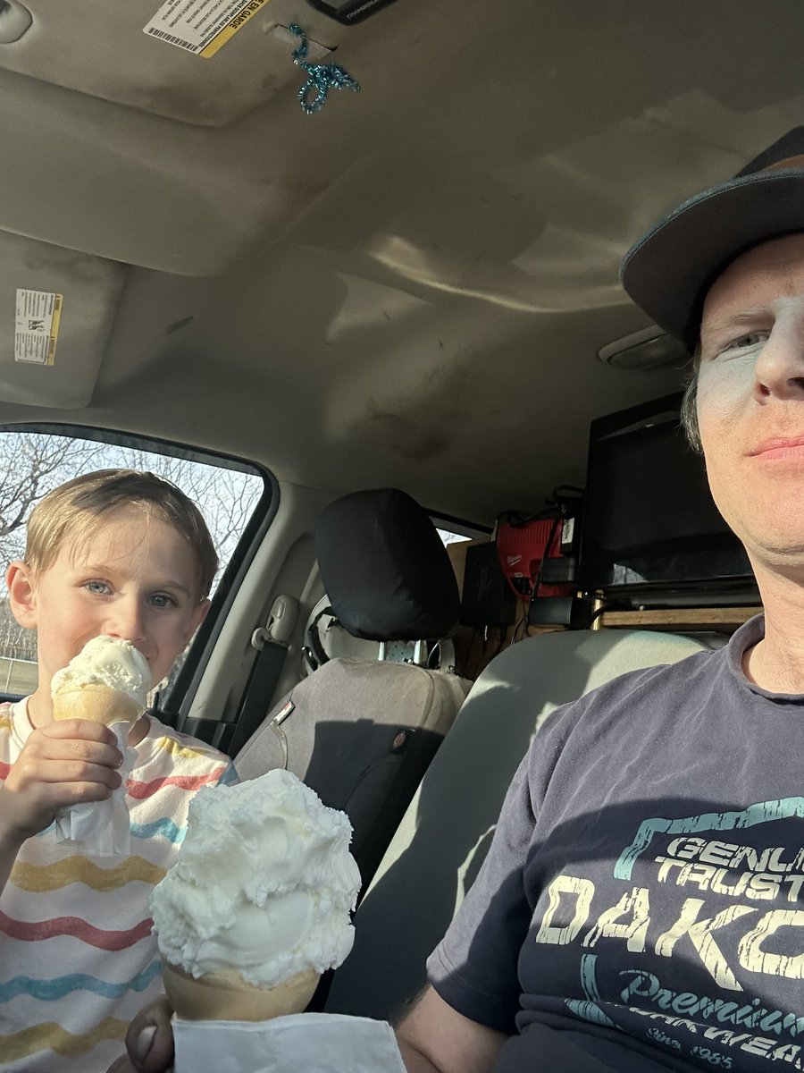 Boys trip to the neighbours to diagnose a transmission issue on a backhoe. After a solid 15 minutes of work we figured we deserved an ice ream from the local regional park on the way home.