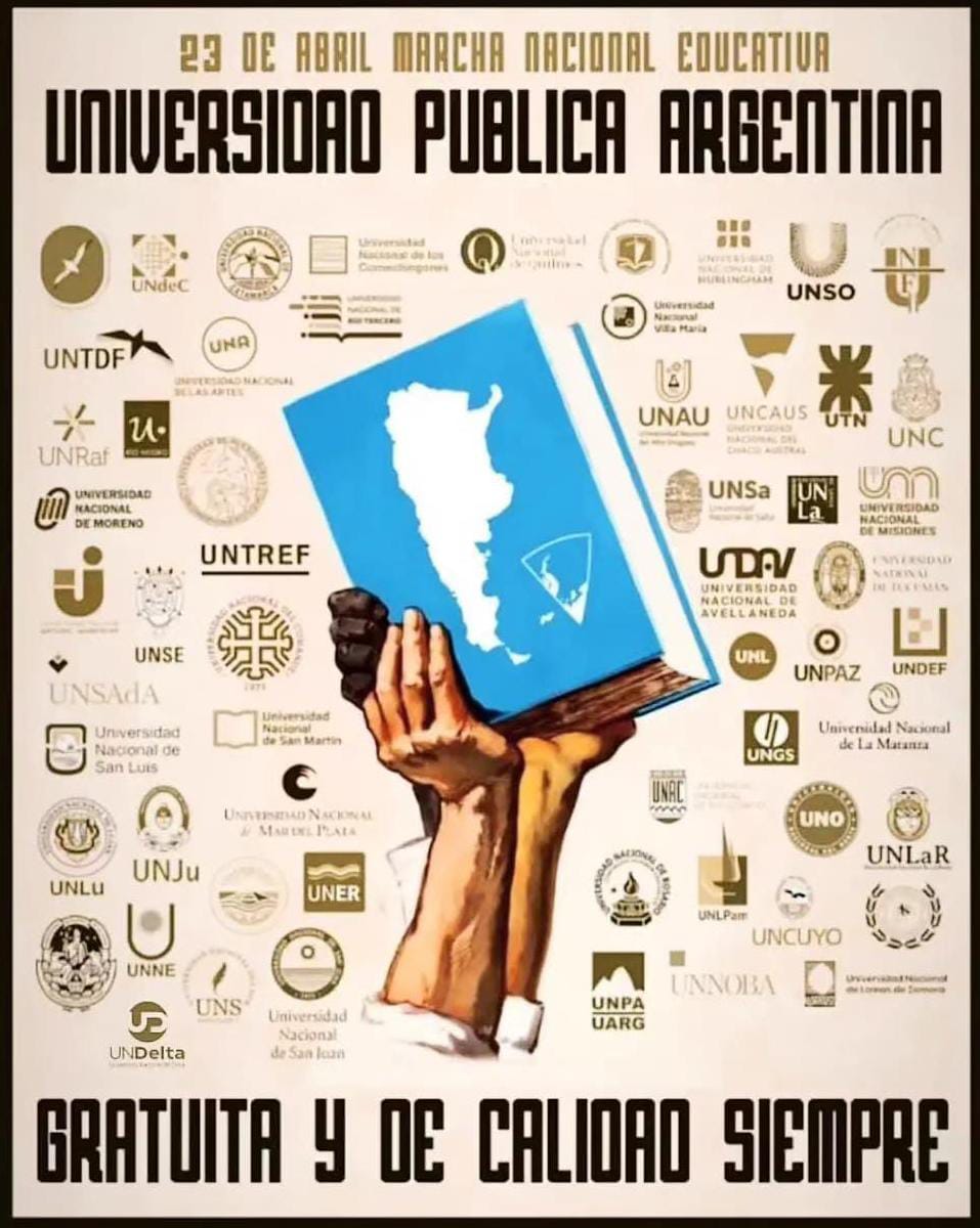 juanmmena's tweet photo. Abrazar la educación es abrazar una Argentina que iguale oportunidades, que permita el desarrollo de una gran nación basado en la construcción de una sociedad más justa e igualitaria.

Sin educación, no hay país posible y no habrá desarrollo sin educación de calidad.

Este martes acompañamos a las y los docentes, alumnos, directivos y a toda la comunidad educativa de las universidades públicas de todo el territorio nacional para frenar el ajuste brutal del presidente @JMilei.

Defendamos, colectivamente y en las calles, el derecho de una universidad gratuita, pública, federal y de calidad.

Por el presente y por el futuro de todos y todas.