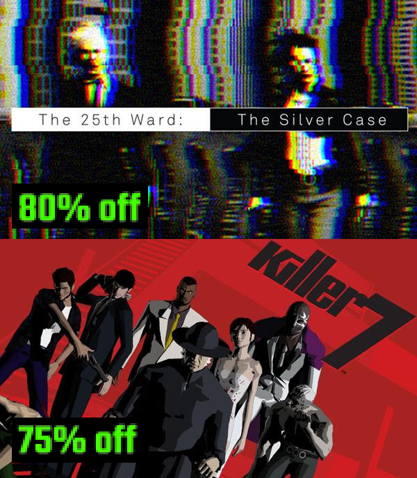 The 25th Ward and killer7 currently on sale on Steam! Must-plays for any weirdos out there. 🤘 store.steampowered.com/app/697650/The… store.steampowered.com/app/868520/kil…