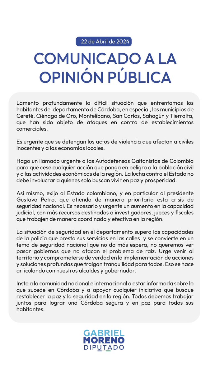 Gabriel Moreno 🇨🇴 tweet media