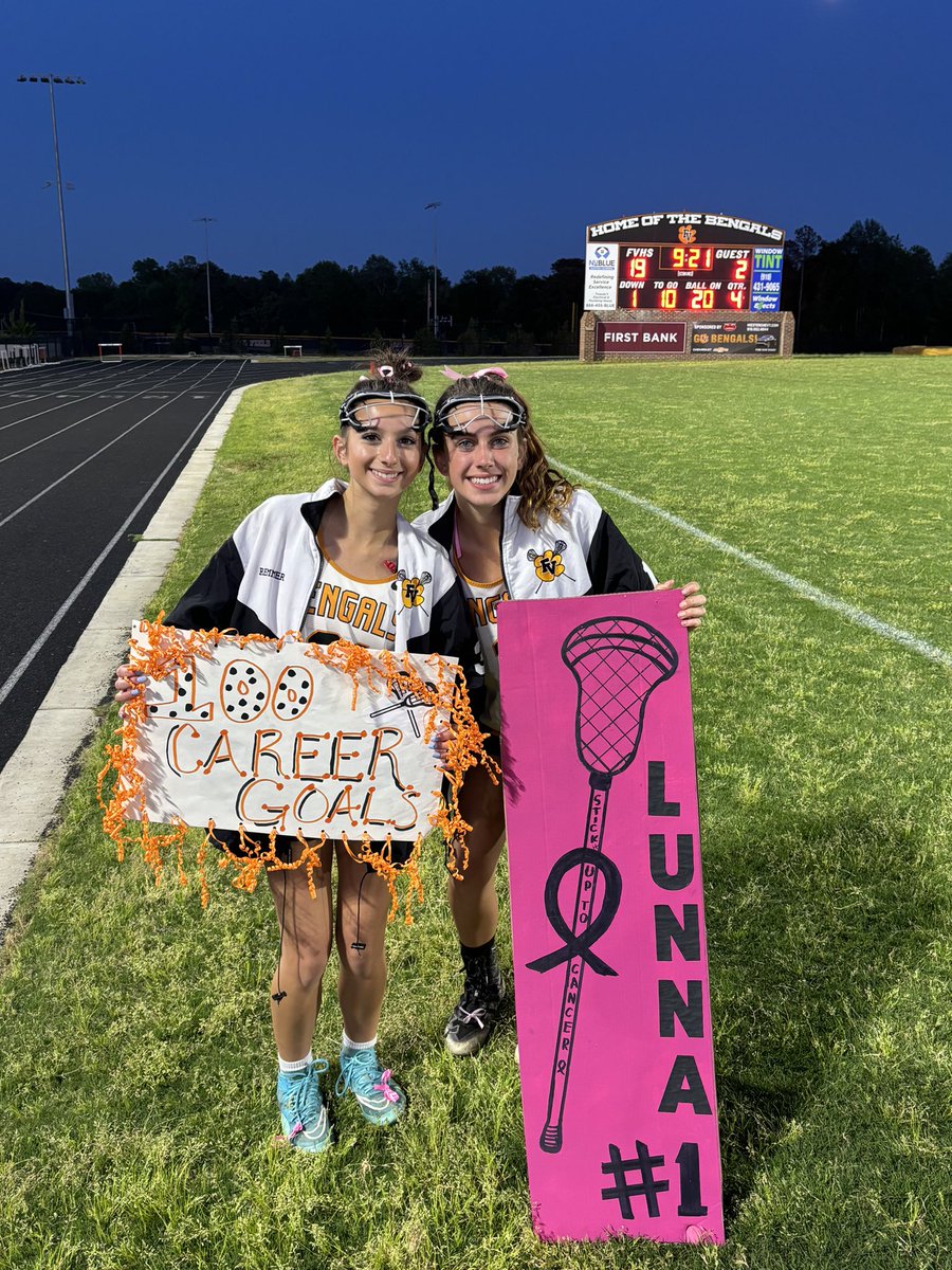 Lunna Murphy earned her 100th career point and Sydney Remmer earned her 100th career goal in tonight’s lacrosse game! #RollBengals