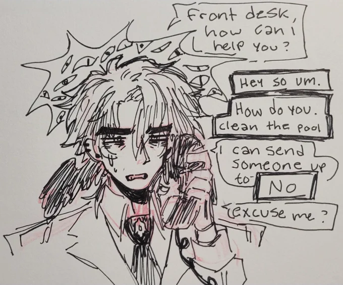 i . cannot fucking decide on a consistent design for him at All but his name is cecil and hes sunday and robins older cousin who works at the reverie and visits them as rarely as possible bc he thinks sunday is a freak 