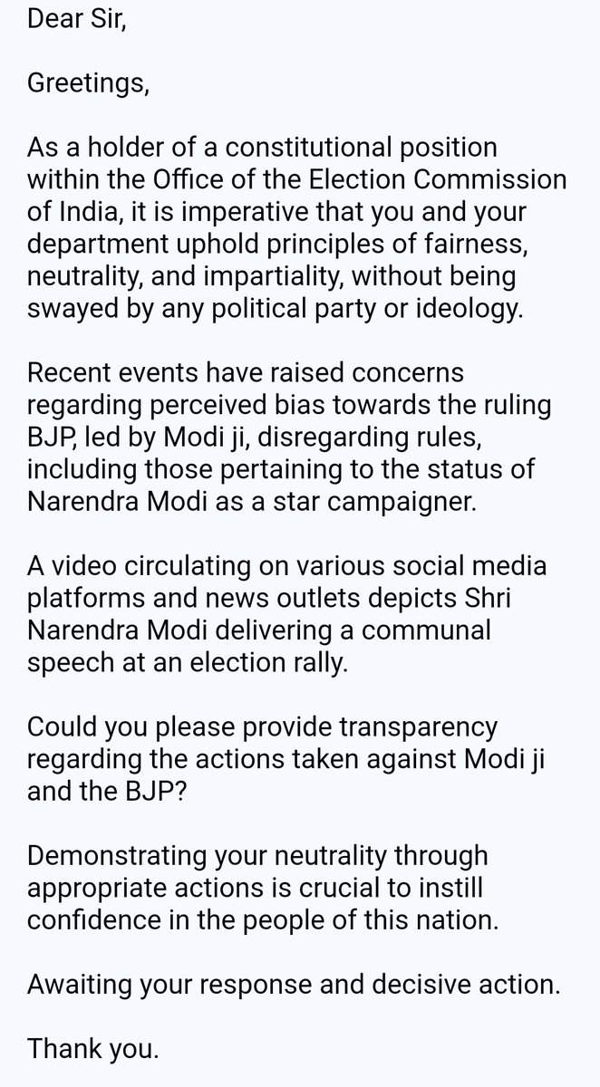 Proud to stand among the 17,400 citizens calling on #ElectionCommission to take action against #HateMongerModi. Let's uphold accountability and responsibility. #DarpokSaheb #HateSpeech #ModiHateSpeech #ModiLies #ModiDisasterForIndia #Election2024 scroll.in/latest/1066924…