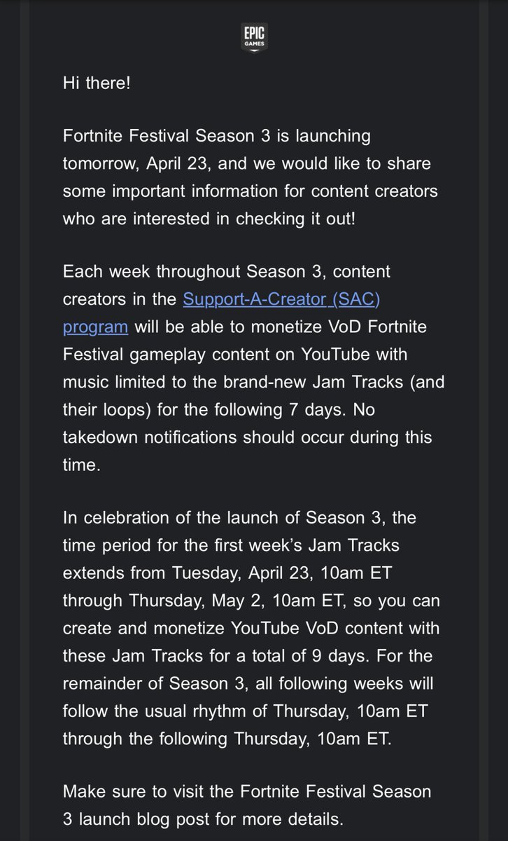 oShven's tweet photo. I feel like I’m being trolled at this point :/ 

For context my SAC was removed and I still don’t know the exact reason behind it. Still received this email.

@FortniteGame @FortniteStatus @FNFestival @FNCreate https://t.co/qUjkC0Oeli