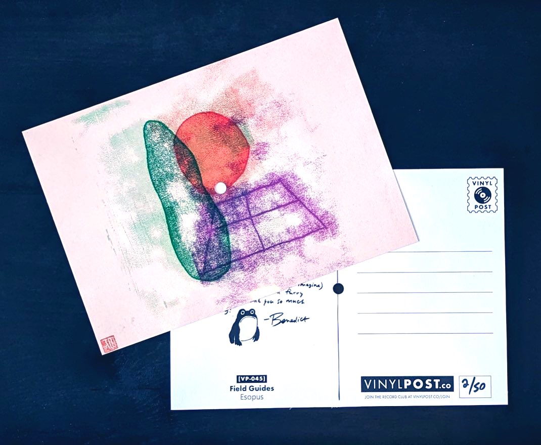 Field Guides (@field_guides) on Twitter photo Guess what?! You can now own “Esopus”—our jangly bop about a dog, a creek, a clementine, & a botanical garden—on a very cool physical object, a playable postcard you can place on your turntable! Thanks to <a href="/VinylPost_co/">VinylPost.co</a>! Very limited edition of 50!
fieldguides.bandcamp.com/album/esopus Guess what?! You can now own “Esopus”—our jangly bop about a dog, a creek, a clementine, & a botanical garden—on a very cool physical object, a playable postcard you can place on your turntable! Thanks to <a href="/VinylPost_co/">VinylPost.co</a>! Very limited edition of 50!
fieldguides.bandcamp.com/album/esopus