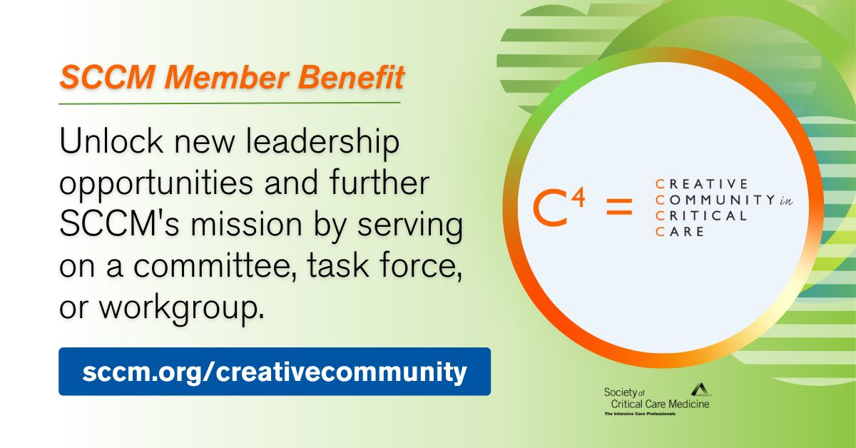 Unlock new leadership opportunities while helping to further SCCM's mission! Serve on committees, task forces, and other workgroups as a volunteer in SCCM's Creative Community. Apply by May 1: sccm.org/creativecommun… #SCCMSoMe