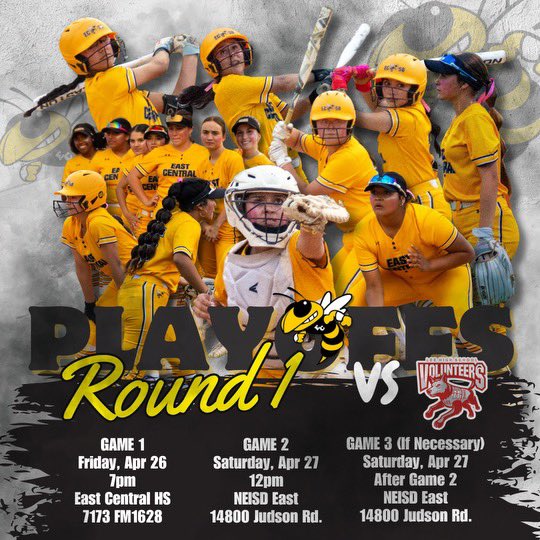 Coach Welham (@maggiwelham) on Twitter photo Bi-District Playoff is here! We can’t wait for this post season series. Come out Friday night & pack the stands at EC & support ECSB! <a href="/_ECAthletics/">ECHS Hornet Athletics</a> <a href="/ECISDtweets/">East Central ISD</a> <a href="/ArriolaSuzette/">Suzette Arriola</a> Bi-District Playoff is here! We can’t wait for this post season series. Come out Friday night & pack the stands at EC & support ECSB! <a href="/_ECAthletics/">ECHS Hornet Athletics</a> <a href="/ECISDtweets/">East Central ISD</a> <a href="/ArriolaSuzette/">Suzette Arriola</a>