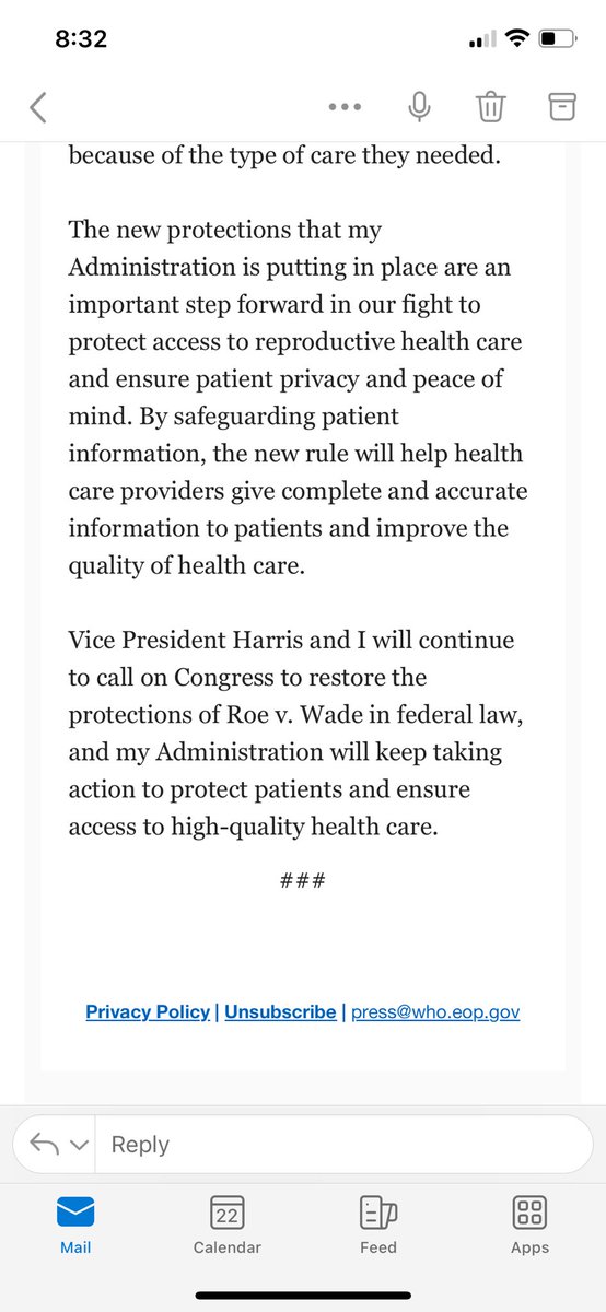 .⁦@JoeBiden⁩ weighs in on a final rule his admin issued earlier today to strengthen privacy protections for women seeking legal abortions, banning the release of their health records when they or their doctors are subject to investigation.