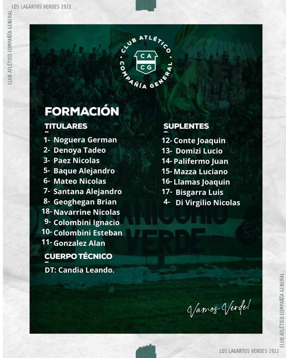 cacgsalto's tweet photo. 🟢⚪️YA ESTAMOS EN EL CEPEDA🟢⚪️
#1ra #Formacion
Asi van los #11 de #Compañia por la #1rafecha del #Torneo3Ligas
#DaleVerde🟢⚪️🟢 https://t.co/GON4Uu2zJV