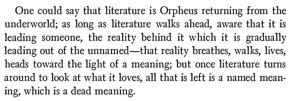 'literature is Orpheus returning from the underworld' barthes