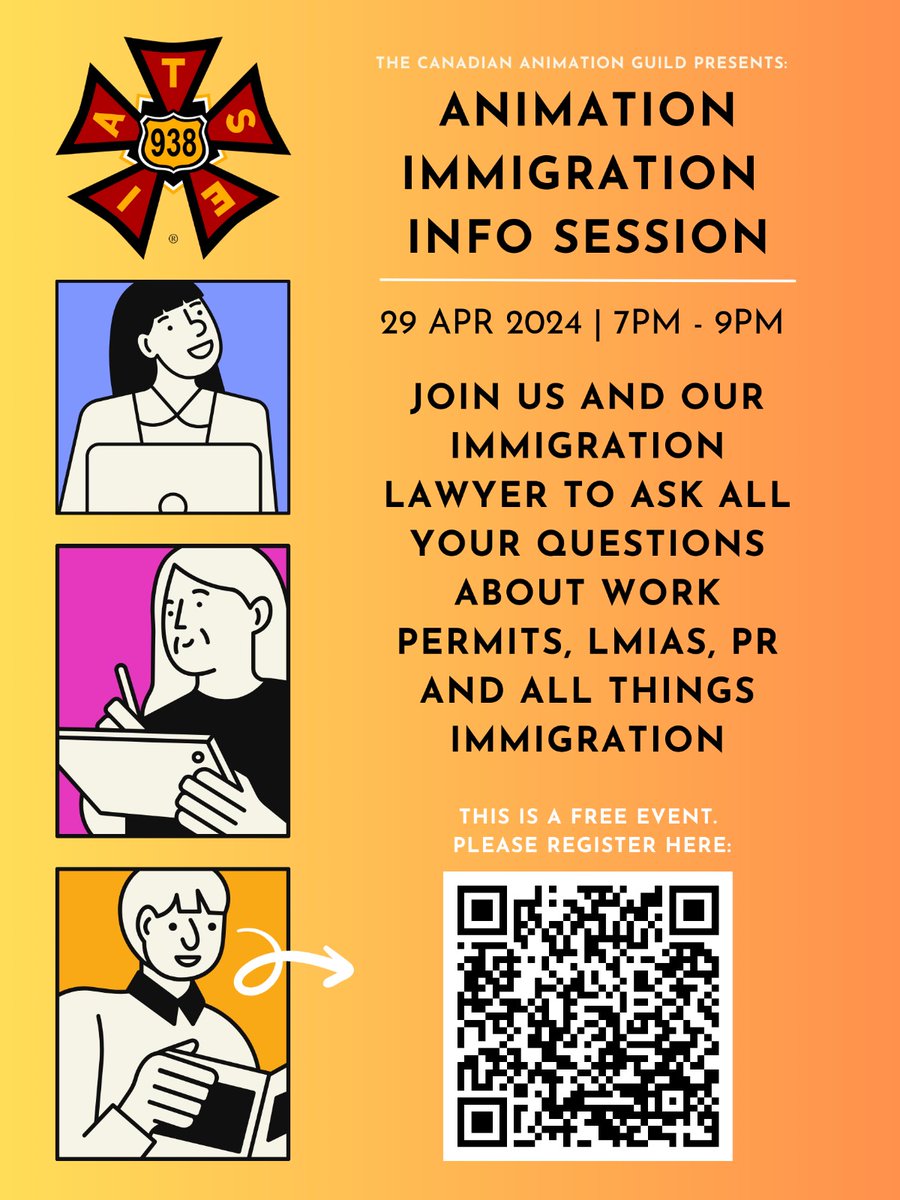 Calling all international animation workers! CAG is hosting a free info session on all things immigration, hosted by a veteran BC-qualified immigration lawyer. All information is kept confidential, and questions will be anonymized. We'll see you there! tinyurl.com/CAG-info-sessi…
