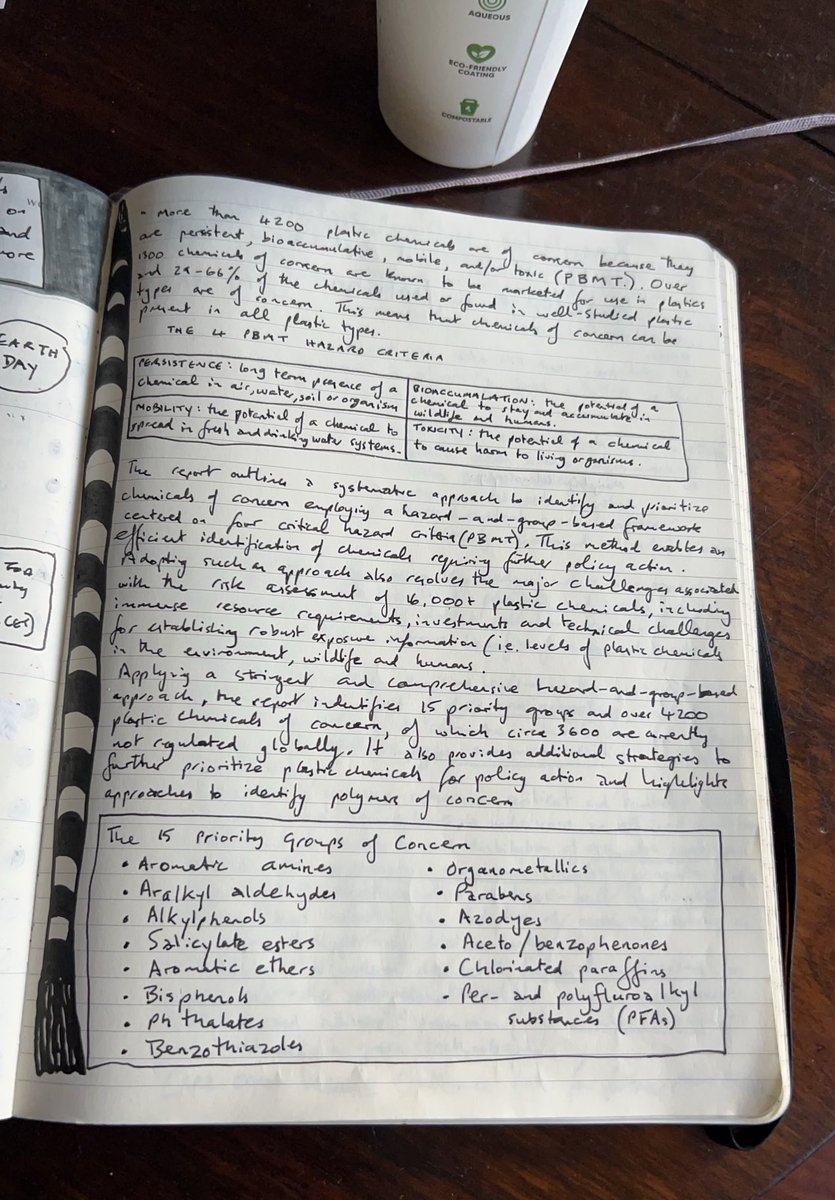 Notes in my diary from recently released  “State of Science on Plastic Chemicals” report. Many thanks to report writers for recommending moves to comprehensively regulate plastic chemicals, require transparency on plastic chemicals, &amp; simplify plastics for safety &amp; sustainability