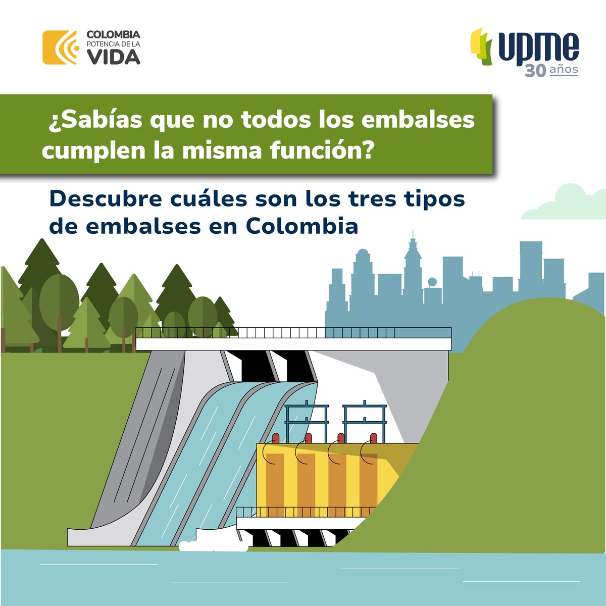 UPMEOficial's tweet photo. En esta contingencia, es crucial entender los distintos tipos de embalses, ya sean unipropósito y multipropósito, para distinguir entre el racionamiento de agua potable y el de energía💧⚡. Esta comprensión resalta la importancia de ahorrar ambos recursos.

#CierraLaLlaveYApagaLaLuz
#CuidaLaVida ⚡ #CuidaTuEnergía