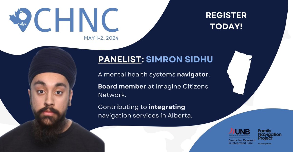 We are honoured to have Simron Sidhu as a panelist! He is a navigator and a board member at Imagine Citizens Network, advocating for patient involvement in healthcare. Register today to join the discussion! chnconference.ca/conferences/ch…

#healthresearch #navigation #conference #alberta