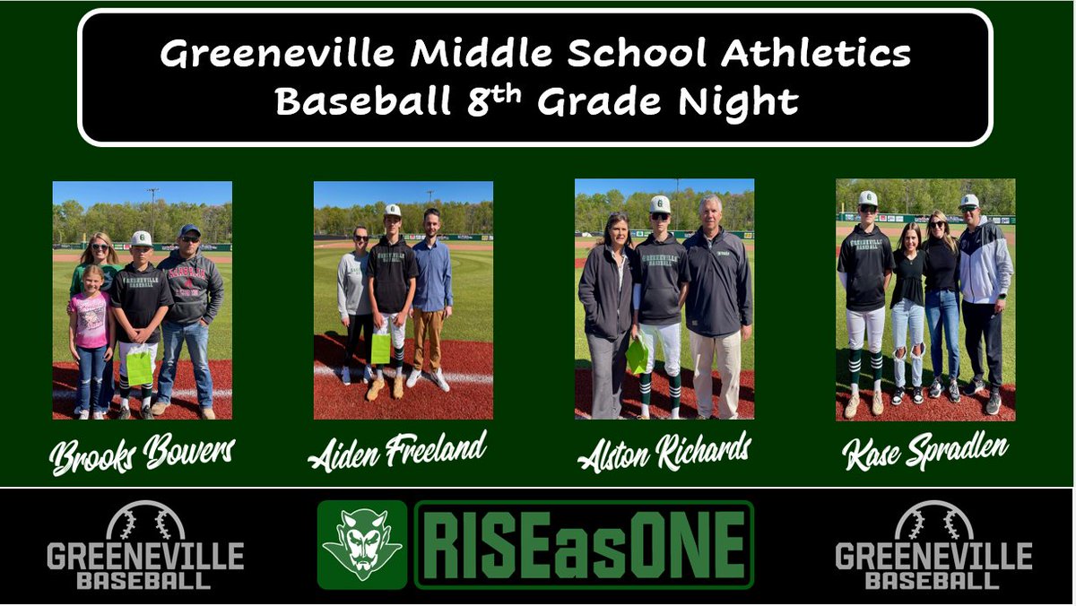 jeremy_simerly's tweet photo. GMS Athletics, Baseball  
8th Grade Night  
It was a great night honoring our 8th grade Baseball student athletes.  
Go Devils! #RISEasONE #WEoverME
@gms_tn @racheladamstn @GMSDevilsBaseba
@CoachCBaugh @Keith3851 @CoachMcCall65
@PhilbeckGMS https://t.co/p0TW67Nb1k
