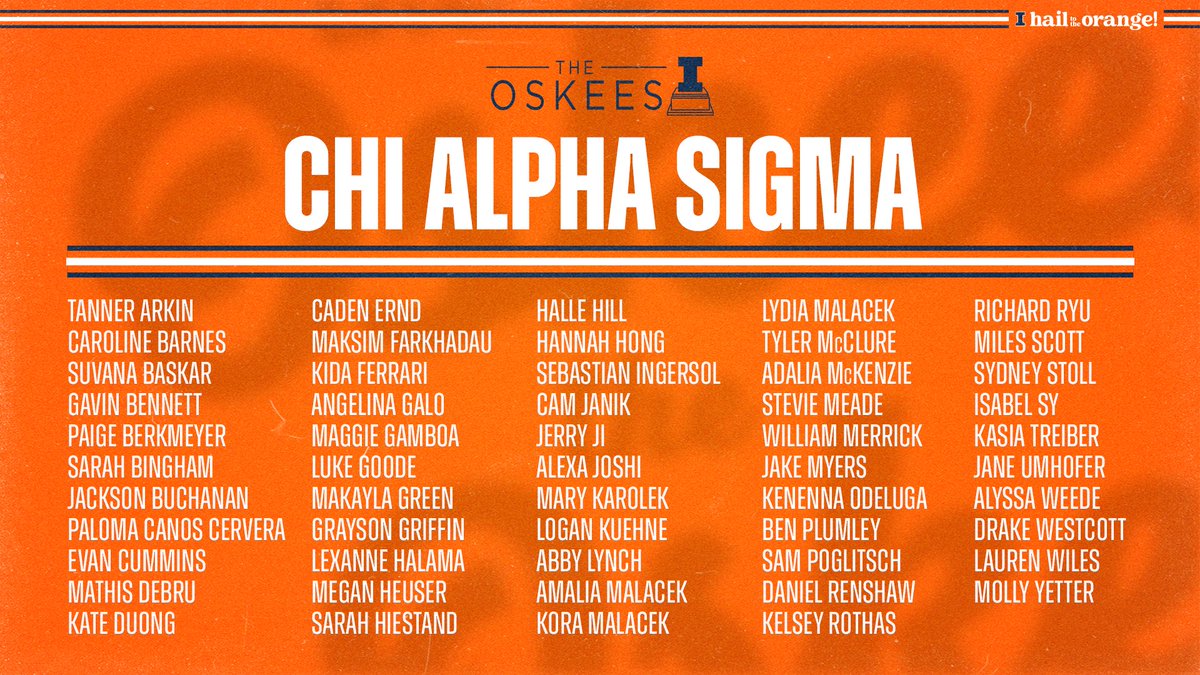 2024 Oskee Awards

Here’s to a fresh group of Chi Alpha Sigma inductees!

#Illini | #HTTO