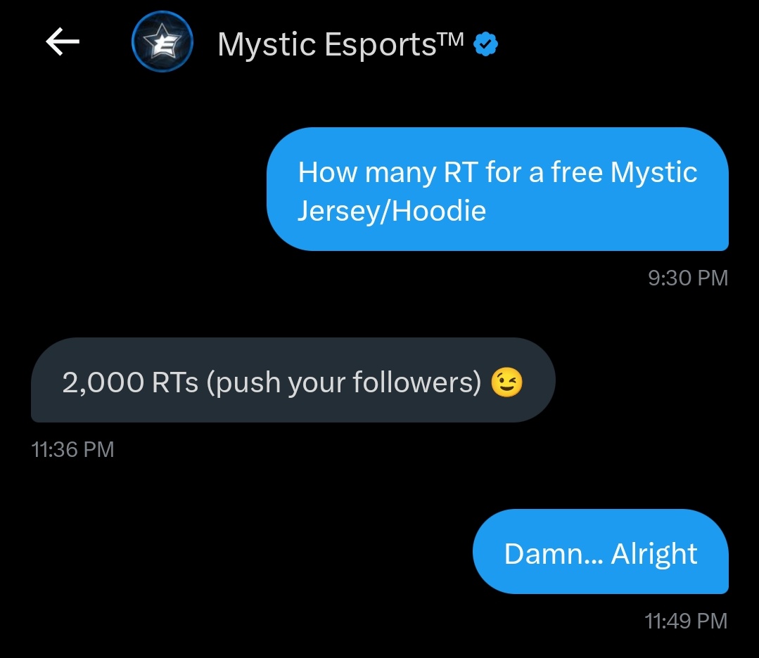 2000 RT ♻️ and @MysticEsportsOP is gonna give me a free Mystic eSports hoodie ! I usually never ask for help, since I always help people with giveaways, I guess I would need your help this time ❤️ #StayMystic