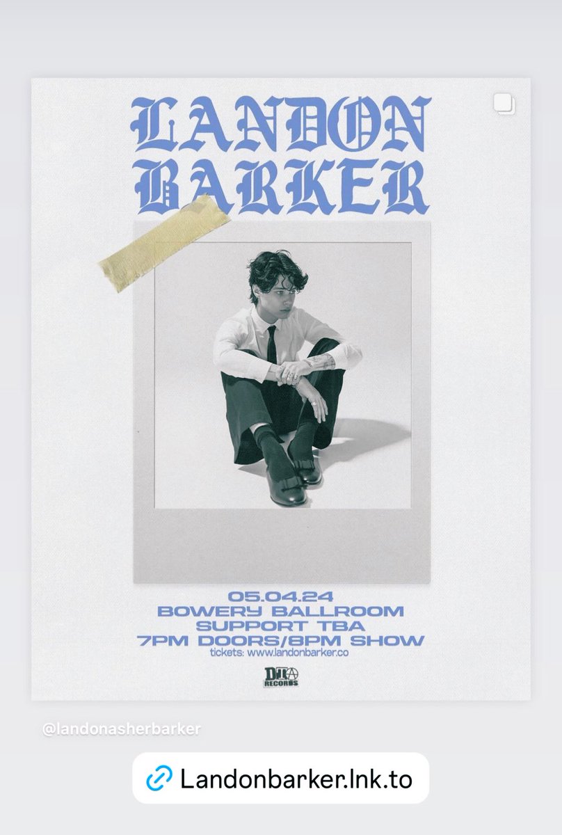 lori_l_mclean's tweet image. 05/04/24 #LandonBarker
#BoweryBallroom
Support TBA
7PM Doors | 8PM Show
Tickets @ landonbarker.co
#DTARecords
TicketMaster link: ticketmaster.com/event/0000607C…