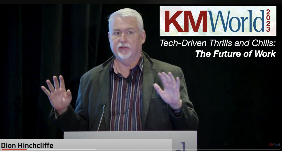 My recent keynote at #KMWorld is my most up-to-date + detailed exploration yet of the modern #FutureOfWork + #AI.

I explore how to think about digital #employeeexperience + how to design/situate the #digitalworkplace to be highly productive + fulfilling:

youtube.com/watch?v=ZlaCq2…