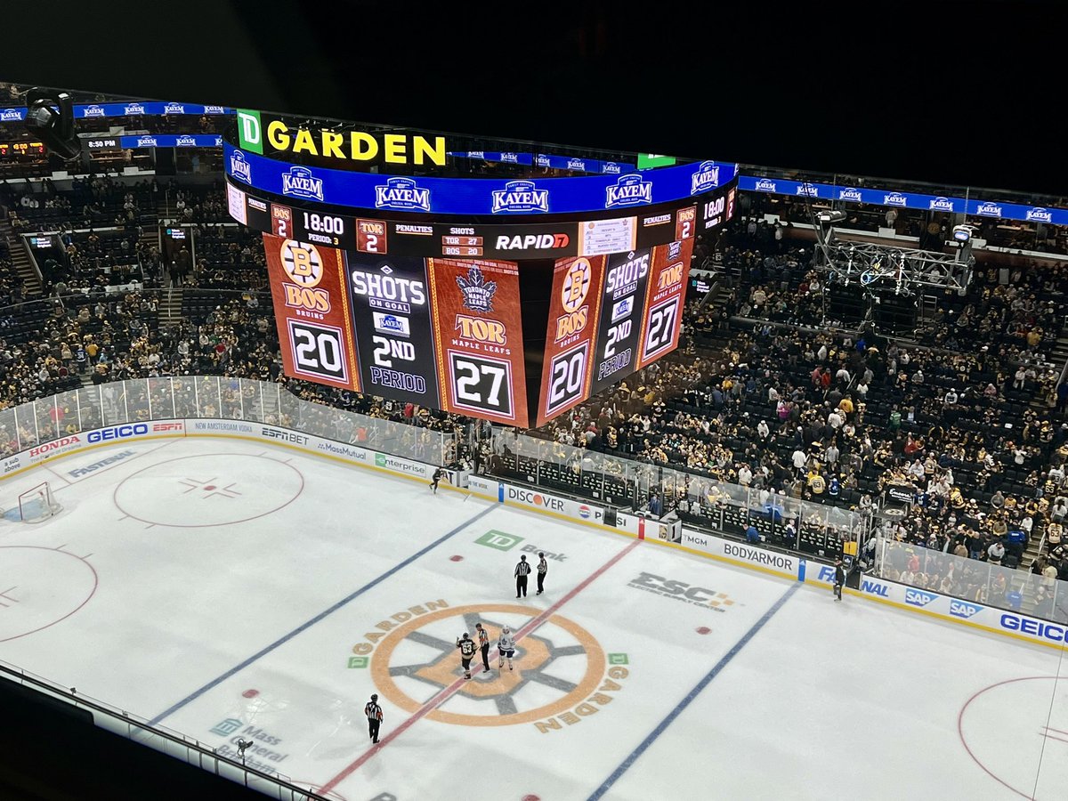 Not their best period… #NHLBruins and Maple Leafs tied 2-2 after two. @wbz