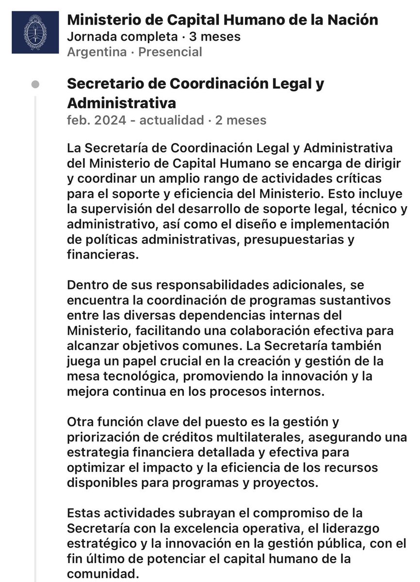 💣 Bombazo El gobierno acaba de rajar al segundo de Sandra Pettovello en Capital Humano. Se llama Maximiliano Kezceli, y tenía la responsabilidad ni más ni menos que manejar la firma y el dinero público del Ministerio. El descontrol es total y el caos se apodera del gobierno.