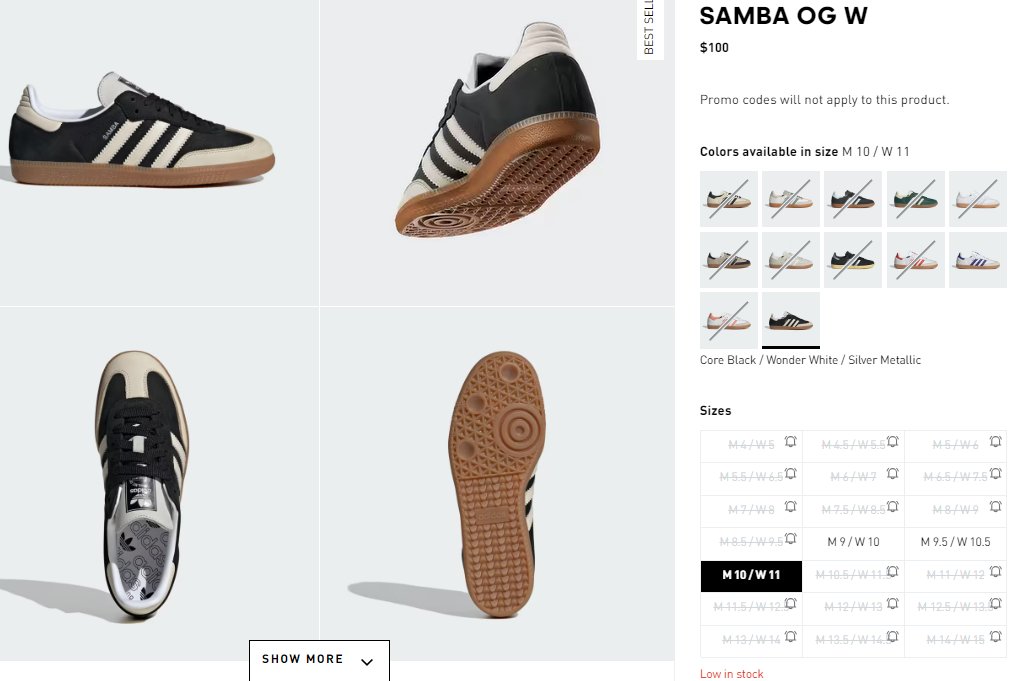 Ad: Few sizes - adidas Samba OG 'Black/Wonder White' -> howl.me/cl6mLqi25JH