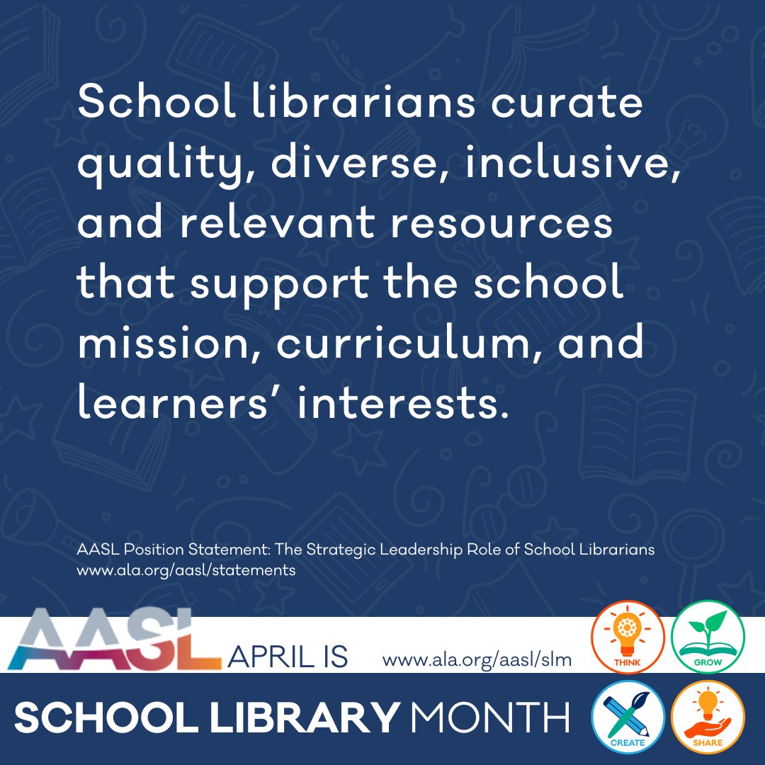 Every school librarian is a leader. #AASLslm #SchoolLibraryMonth ala.org/aasl/slm