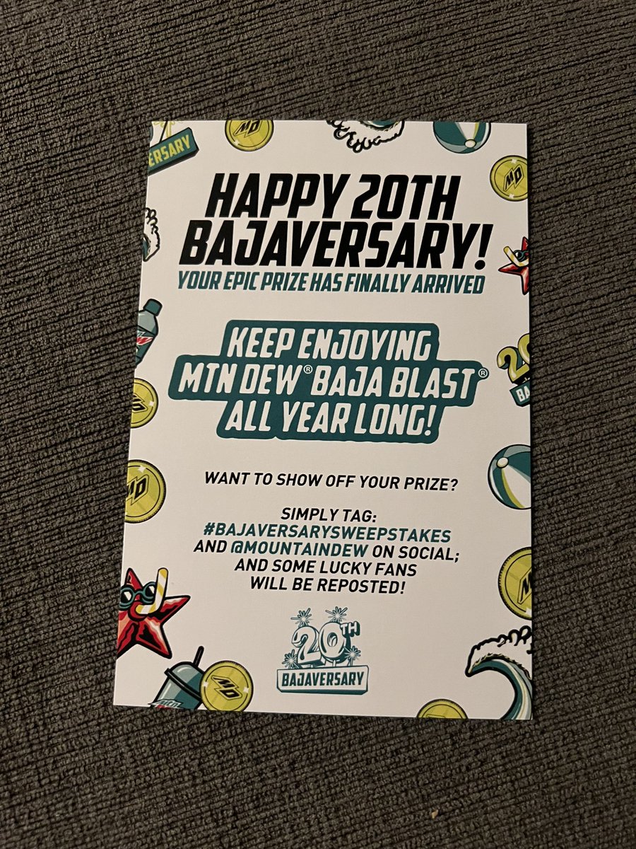JG1636's tweet photo. @MountainDew #BAJAVERSARYSWEEPSTAKES
Got my socks in the mail today👍🏻 https://t.co/6qeJzmS4VH