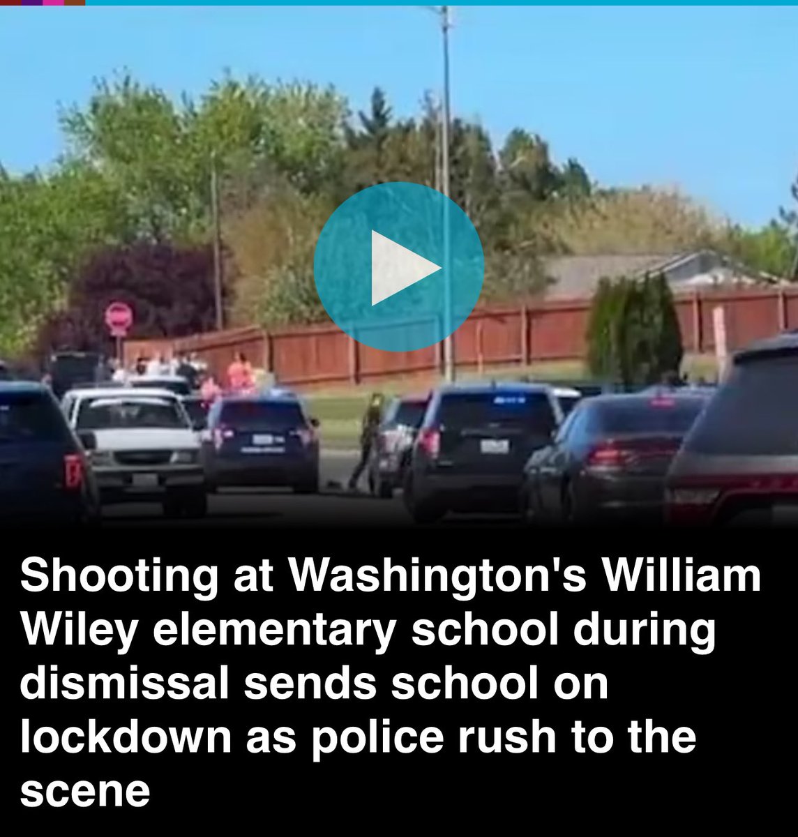 'During dismissal today, there was a shooting at William Wiley Elementary School in West Richland, WA. The perpetrator is still at large. Schools placed in critical lockdown. We will send updates.'