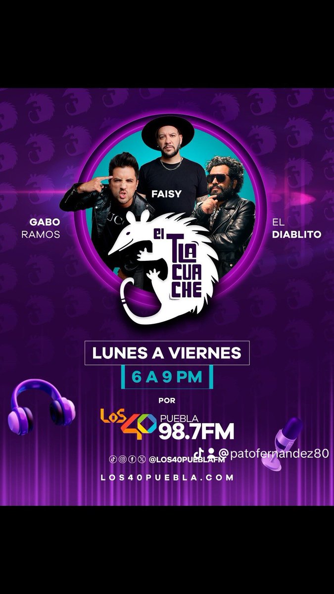 PatoFernandez80's tweet photo. Llega a Puebla el tlacuache de lunes a viernes de seis a ocho de la noche por LOS 40, 98.7. FM https://t.co/P1JW8bCZW5