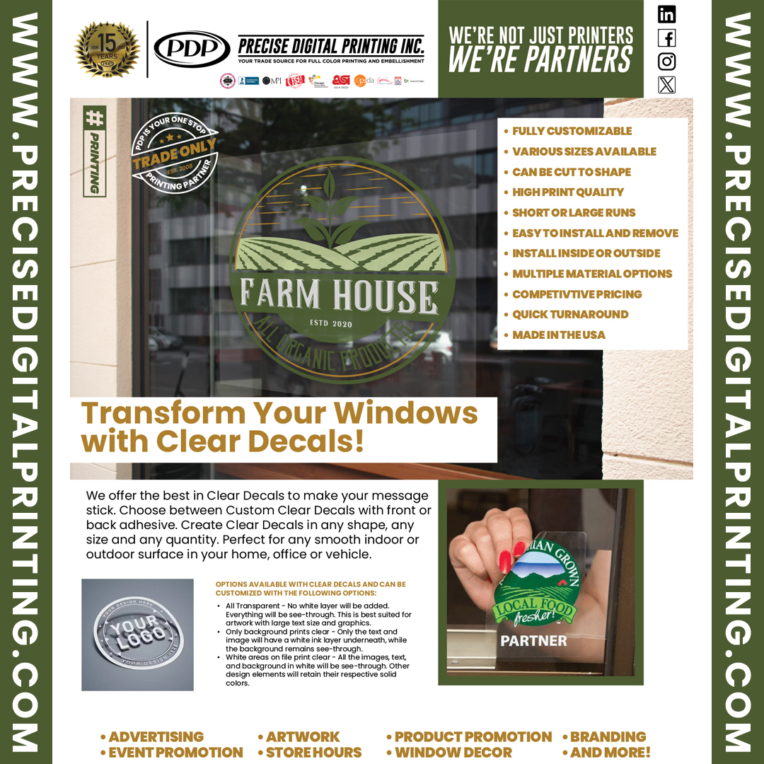 Transform your windows with clear decals from PDP! Nation wide installation always available!  #printing #printingservices #printingindustry #printingsolutions #largeformatprinting #cleardecals #windowdecals

Learn more here »» precisedigitalprinting.com